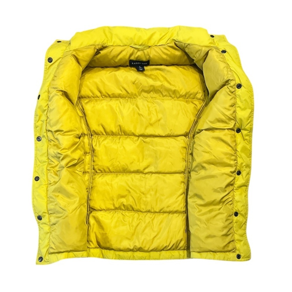Women’s Lands' End Small Down Filled Mustard Yellow Puffer Vest - Picture 3 of 8